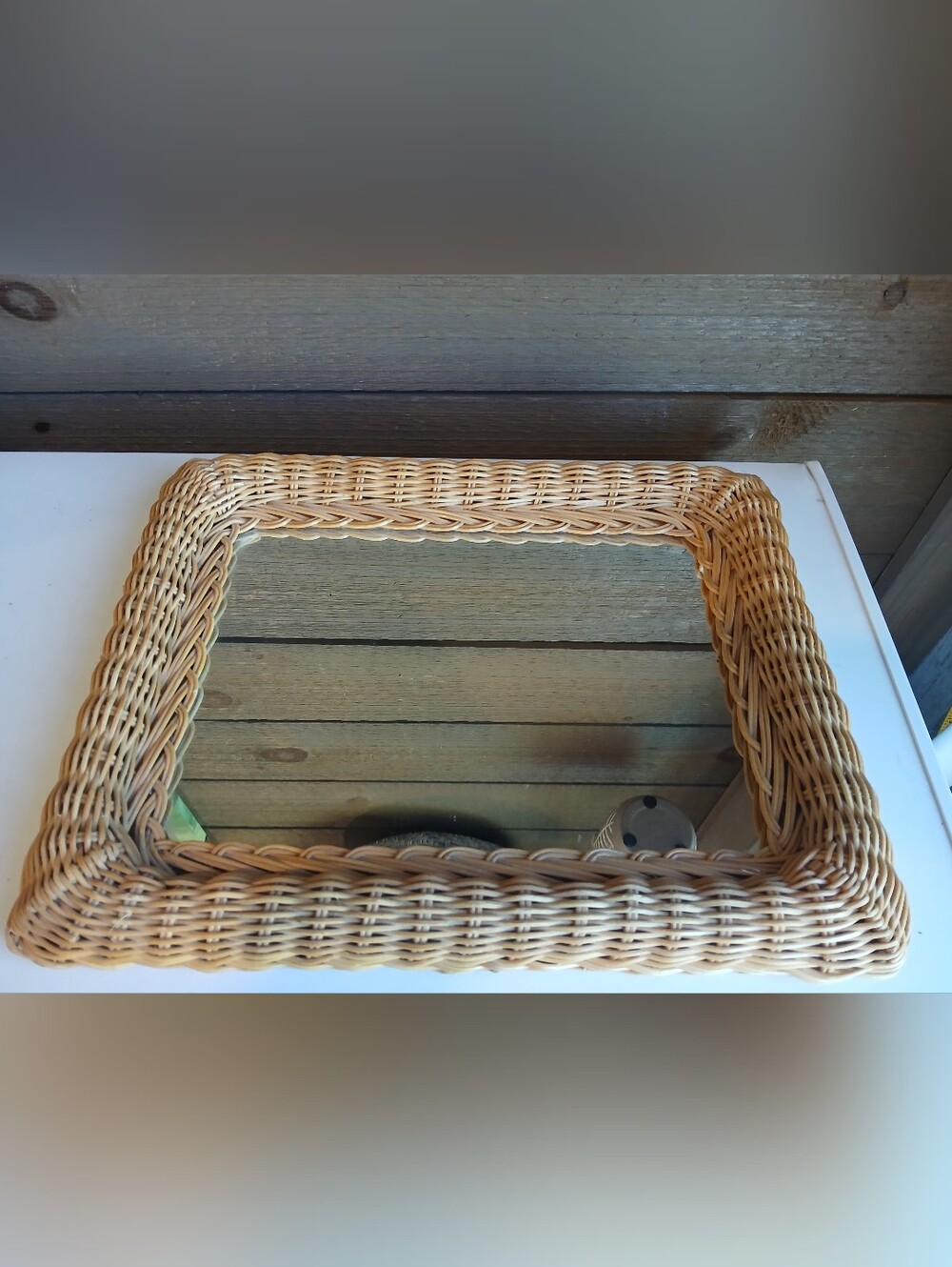 Vintage Boho Wicker Wall Mirror Decor Rectangle Beach Cottagecore 12x15
